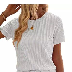 Flx white ribbed athletic t shirt